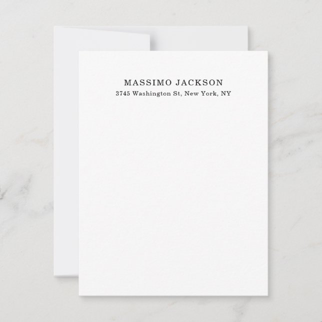Plain Elegant Classical Black White Minimalist Card (Front)