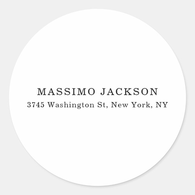 Plain Elegant Classical Black White Minimalist Classic Round Sticker (Front)