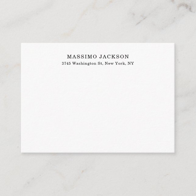 Plain Elegant Classical Black White Minimalist Enclosure Card (Front)