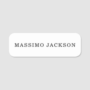 Plain Elegant Classical Black White Minimalist Name Tag