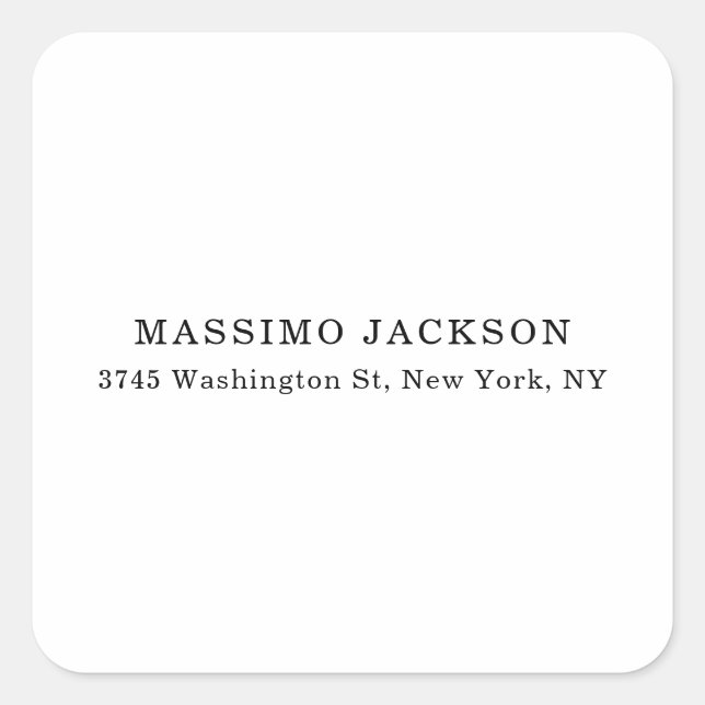 Plain Elegant Classical Black White Minimalist Square Sticker (Front)