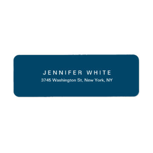 Plain Elegant Classical Minimalist Ocean Blue Return Address Label