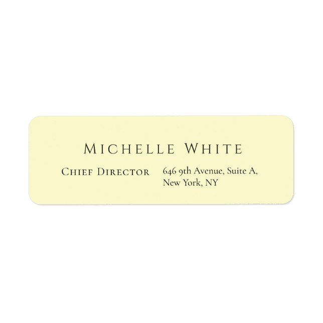  Plain Elegant Cream Colour Professional Modern Return Address Label (Front)