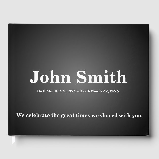 Plain, Elegant Funeral/Memorial Guest Book (Front)