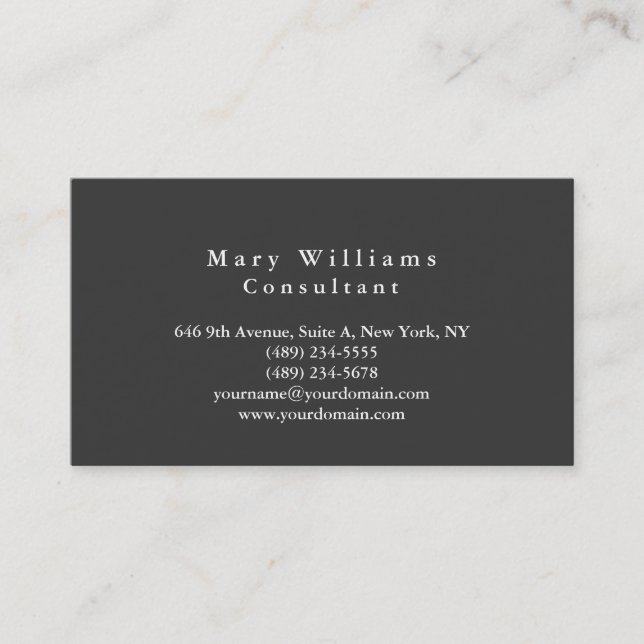 Plain Elegant Grey Background Professional Modern Business Card (Front)