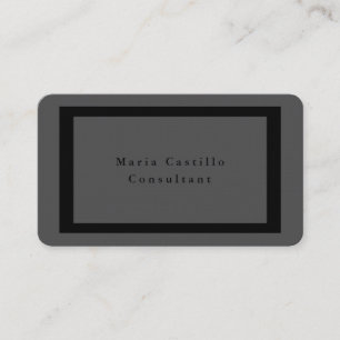 Plain Elegant Grey Black Bold Border Minimalist Business Card