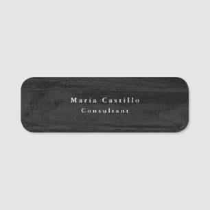Plain Elegant Grey Wood Minimalist Modern Name Tag