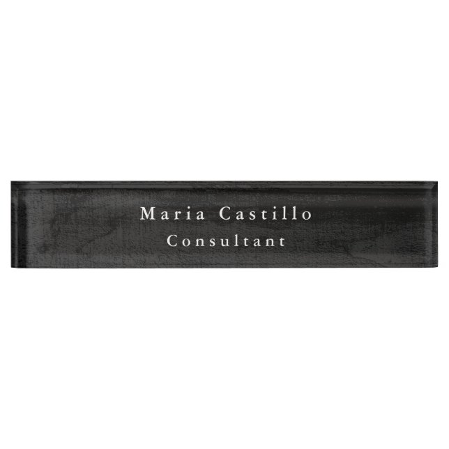 Plain Elegant Grey Wood Minimalist Modern Nameplate (Front)