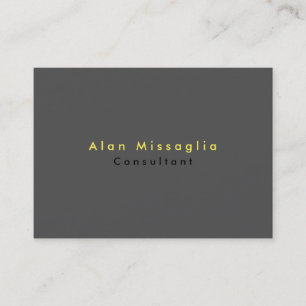 Plain Elegant Grey Yellow Minimalist Business Card