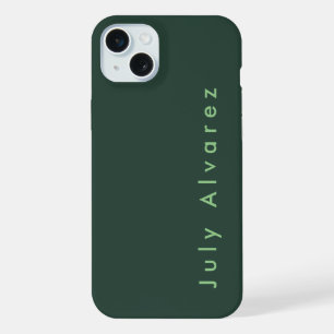 Plain Elegant Greyish Green Minimalist Add Name iPhone 15 Plus Case