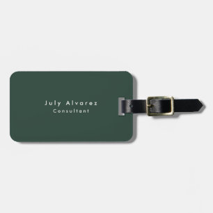 Plain Elegant Greyish Green Minimalist Luggage Tag