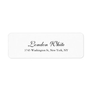 Plain Elegant Handwriting Classical Black White Return Address Label
