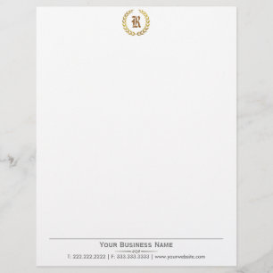 Plain Elegant Laurel Wreath Monogram Letterhead Design