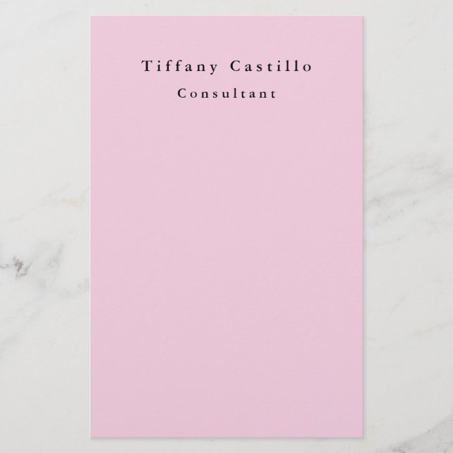 Plain Elegant Light Pink Simple Minimalist Modern Stationery (Front)