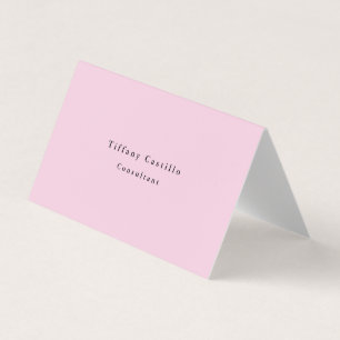 Plain Elegant Light Pink White Minimalist Modern Business Card
