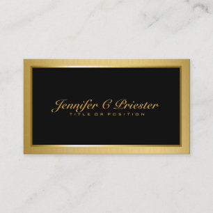 Plain Elegant Metallic Gold And Black Business Card