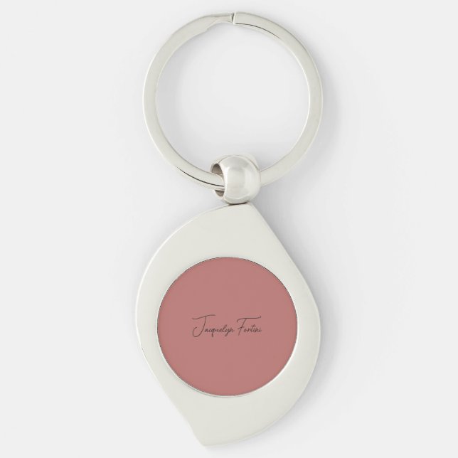 Plain Elegant Minimalist Calligraphy Script Name Key Ring (Front)