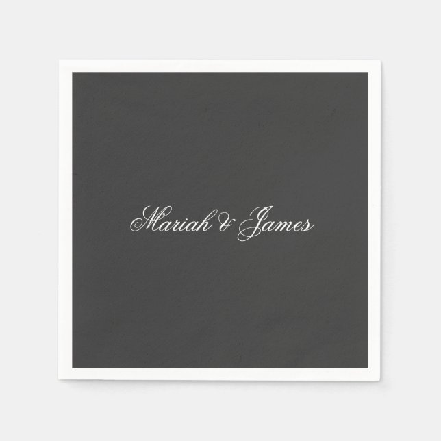 Plain Elegant Minimalist Modern Names Calligraphy Napkin (Front)
