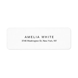 Plain Elegant Modern Black White Minimalist Return Address Label