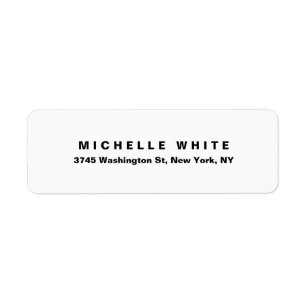 Plain Elegant Modern Minimalist Black & White Bold Return Address Label