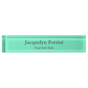 Plain Elegant Modern Minimalist Green Blue Nameplate