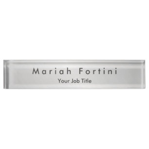 Plain Elegant Modern Minimalist Grey Nameplate