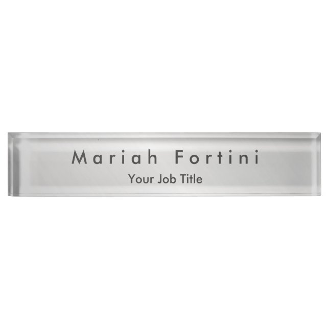 Plain Elegant Modern Minimalist Grey Nameplate (Front)