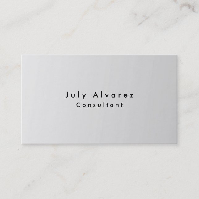 Plain Elegant Modern Minimalist Silver Grey Business Card (Front)