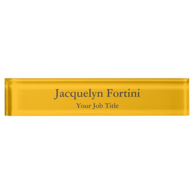 Plain Elegant Modern Minimalist Yellow Nameplate (Front)