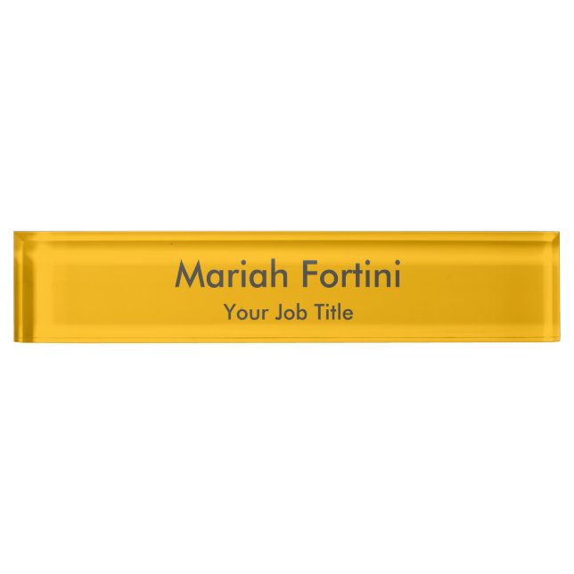 Plain Elegant Modern Minimalist Yellow Nameplate (Front)