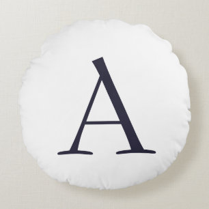 Plain Elegant Modern Monogram Initial Round Cushion