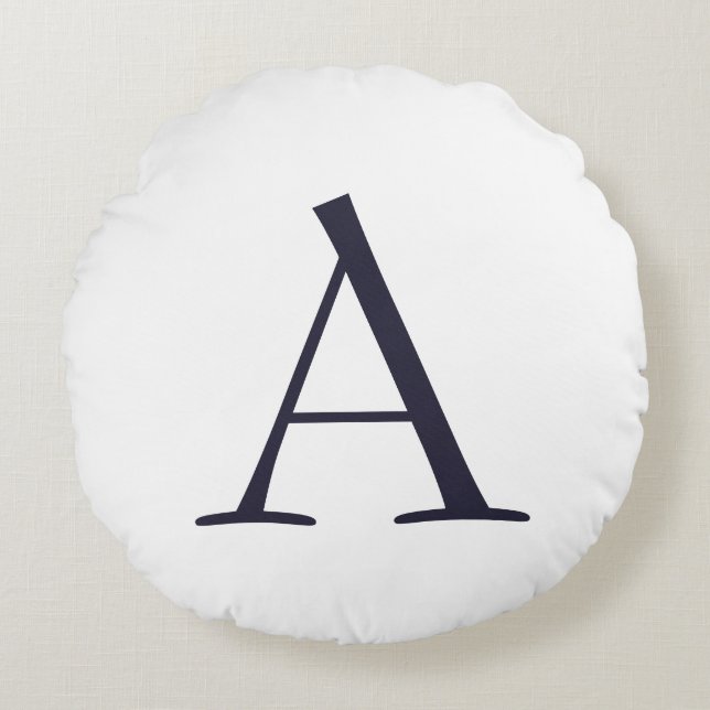 Plain Elegant Modern Monogram Initial Round Cushion (Front)