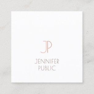 Plain Elegant Modern Monogram Trendy Design Luxury Square Business Card