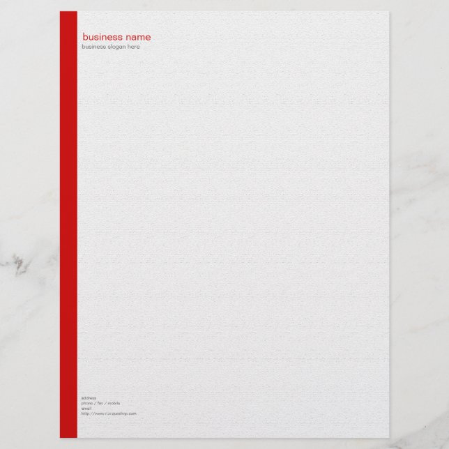 Plain Elegant Modern Simple Red Stripe on White Letterhead (Front)
