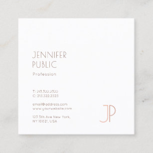 Plain Elegant Modern Trendy Design Monogram Luxury Square Business Card