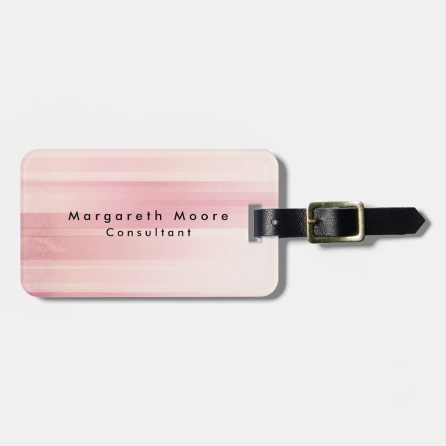 Plain Elegant Pink Background Professional Luggage Tag (Front Horizontal)