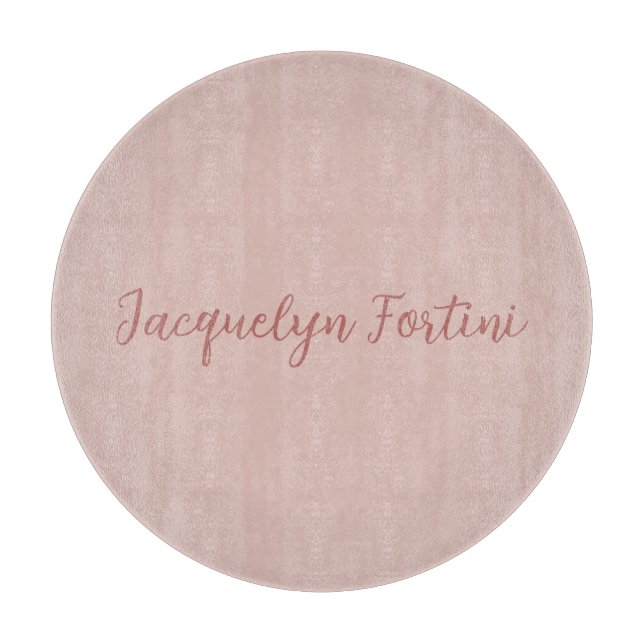 Plain Elegant Rose Gold Calligraphy Script Name Cutting Board (Front)