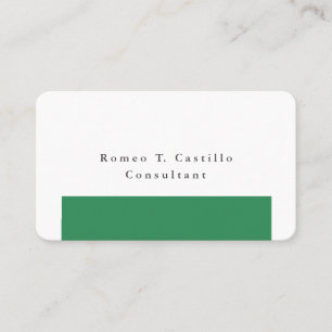 Plain Elegant Sea Green White Minimalist Design Business Card