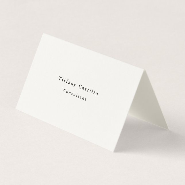 Plain Elegant Signature Cream Minimalist Modern Business Card (Front)