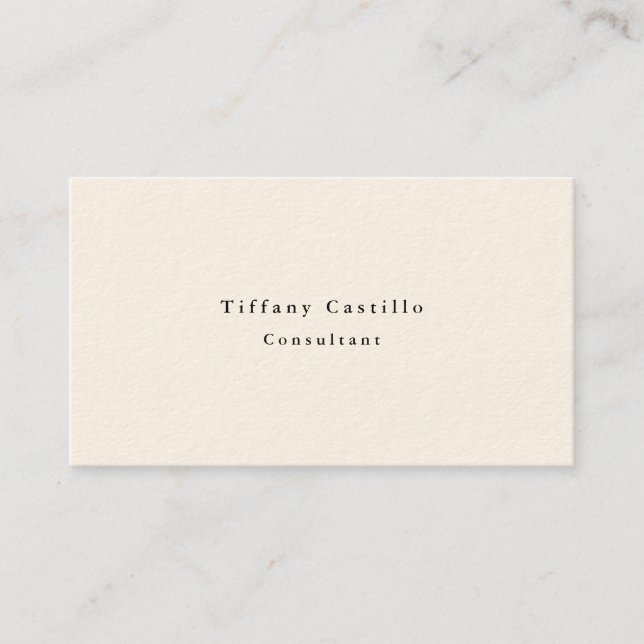 Plain Elegant Signature Cream Minimalist Modern Business Card (Front)