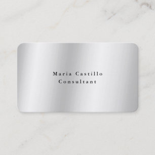 Plain Elegant Silver Grey Minimalist Modern Business Card