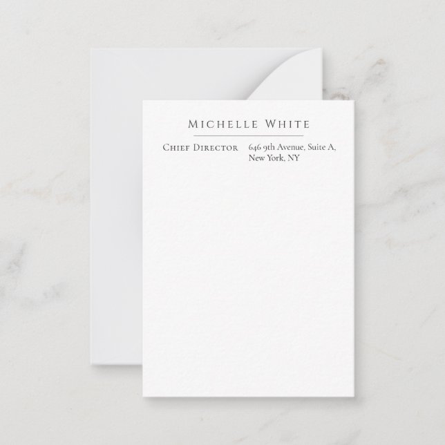  Plain Elegant White Professional Modern Card (Front)