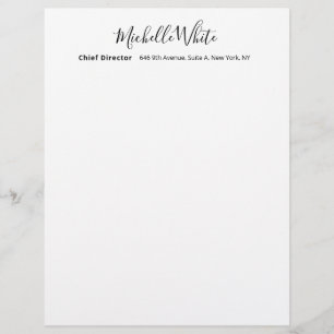  Plain Elegant White Professional Modern Custom Letterhead