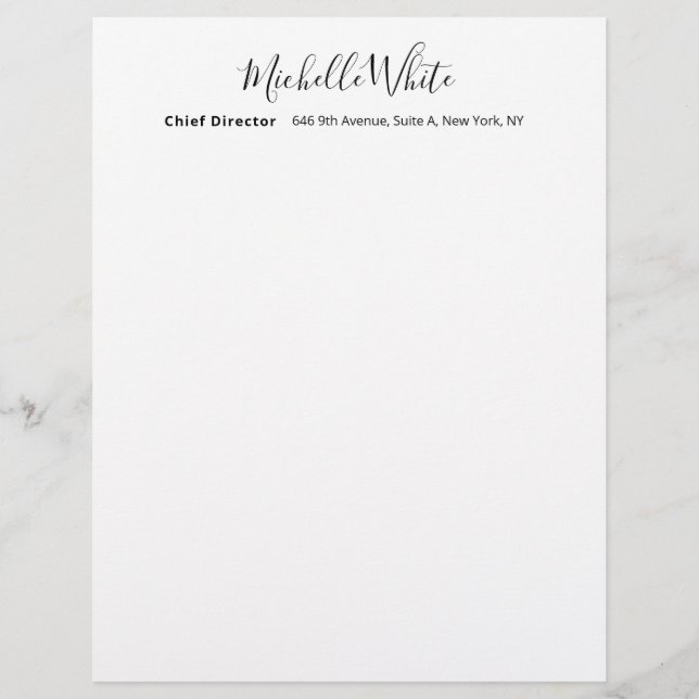  Plain Elegant White Professional Modern Custom Letterhead (Front)
