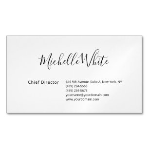 Plain Elegant White Professional Modern Magnetic Business Card