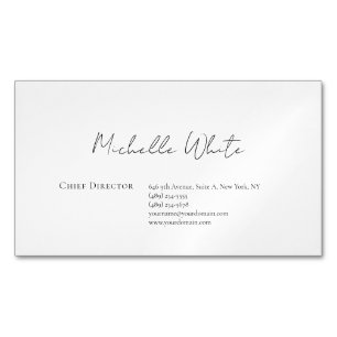 Plain Elegant White Professional Modern Magnetic Business Card