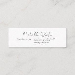 Plain Elegant White Professional Modern Mini Business Card