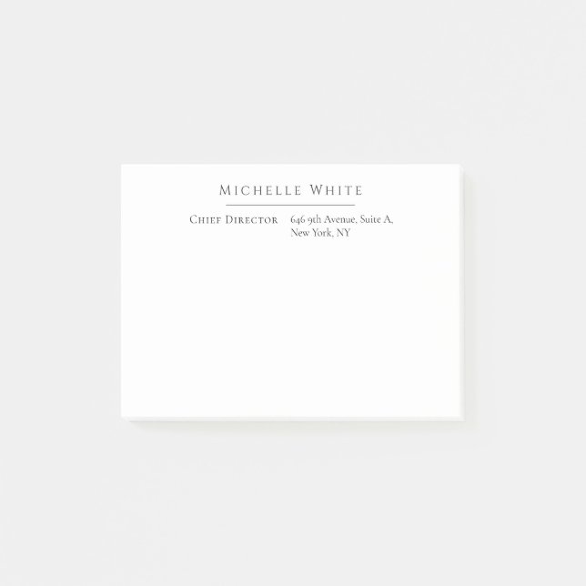  Plain Elegant White Professional Modern Post-it Notes (Front)