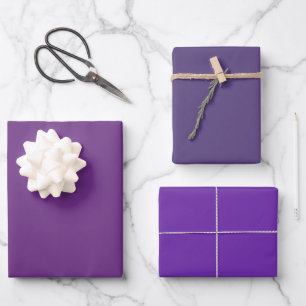 Plain Eminence Dark Grape Purple Shades 3 Tones Wrapping Paper Sheet