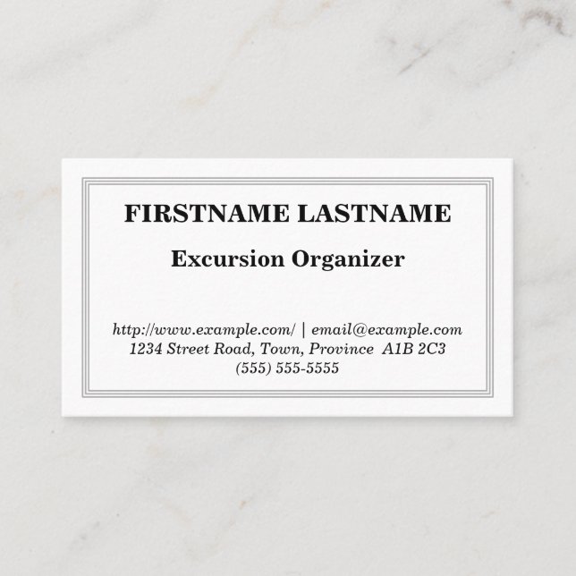 Plain Excursion Organiser Business Card (Front)